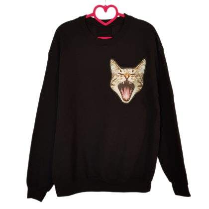 Sweat Crazy cats noir (pièce unique)